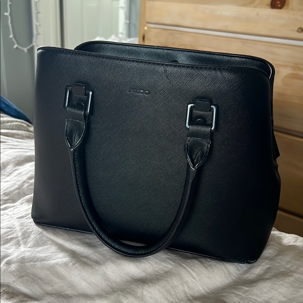 Black Leather Tote Bag by Aldo